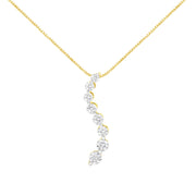 Bids.com 14k Yellow Gold 3.0 cttw Baguette and Brilliant Round-Cut Diamond Journey 18" Pendant Necklace (I-J Color, I2-I3 Clarity) Necklaces