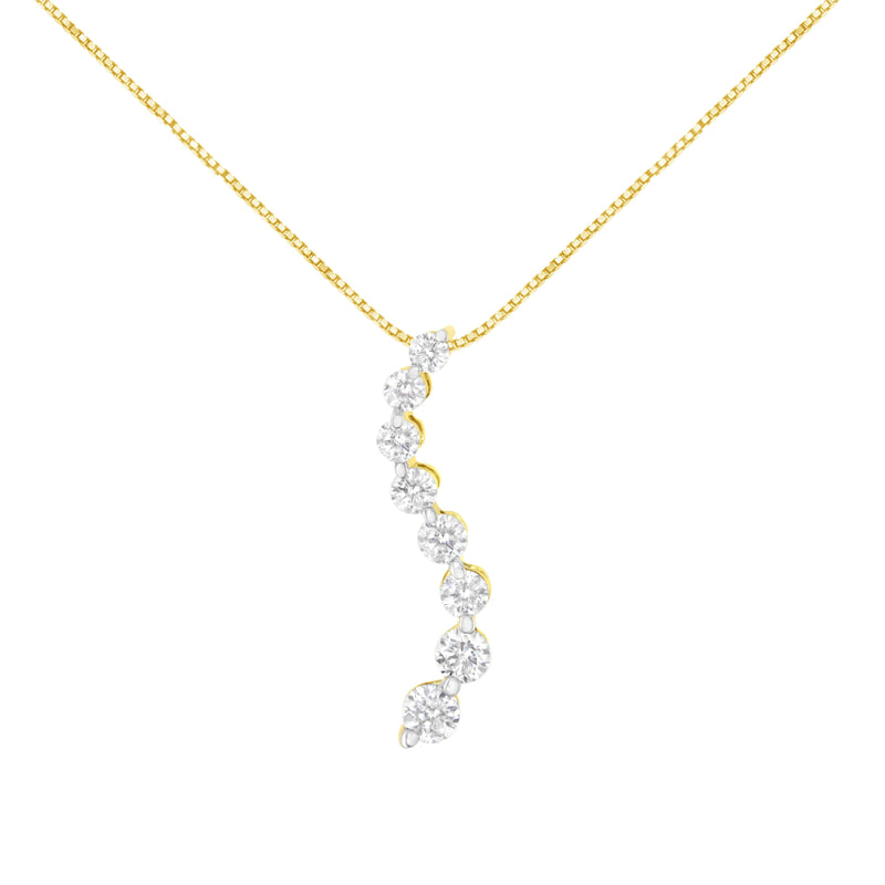 Bids.com 14k Yellow Gold 3.0 cttw Baguette and Brilliant Round-Cut Diamond Journey 18" Pendant Necklace (I-J Color, I2-I3 Clarity) Necklaces