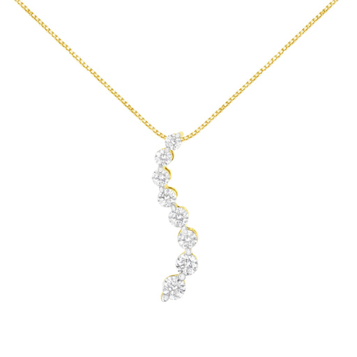 Bids.com 14k Yellow Gold 3.0 cttw Baguette and Brilliant Round-Cut Diamond Journey 18" Pendant Necklace (I-J Color, I2-I3 Clarity) Necklaces