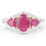 Bids.com 14K Yellow Gold Plated 2.49 Carat Genuine Glass Filled Ruby and White Topaz .925 Sterling Silver Ring Rings