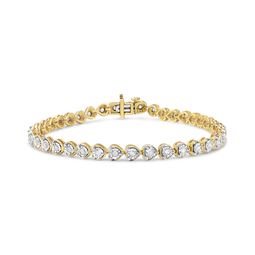 Bids.com .925 Sterling Silver 1.0 Cttw Miracle Set Diamond Heart-Link 7" Tennis Bracelet (I-J Color, I2-I3 Clarity) Bracelets