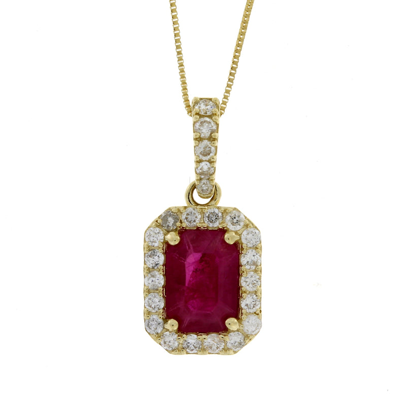 Bids.com 1.25ct Ruby Diamond Fashion Pendants 14KT Yellow Gold Pendants