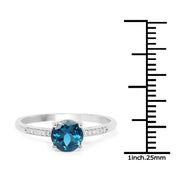 Bids.com 1.05 Carat Genuine London Blue Topaz and White Diamond 14K White Gold Ring Rings