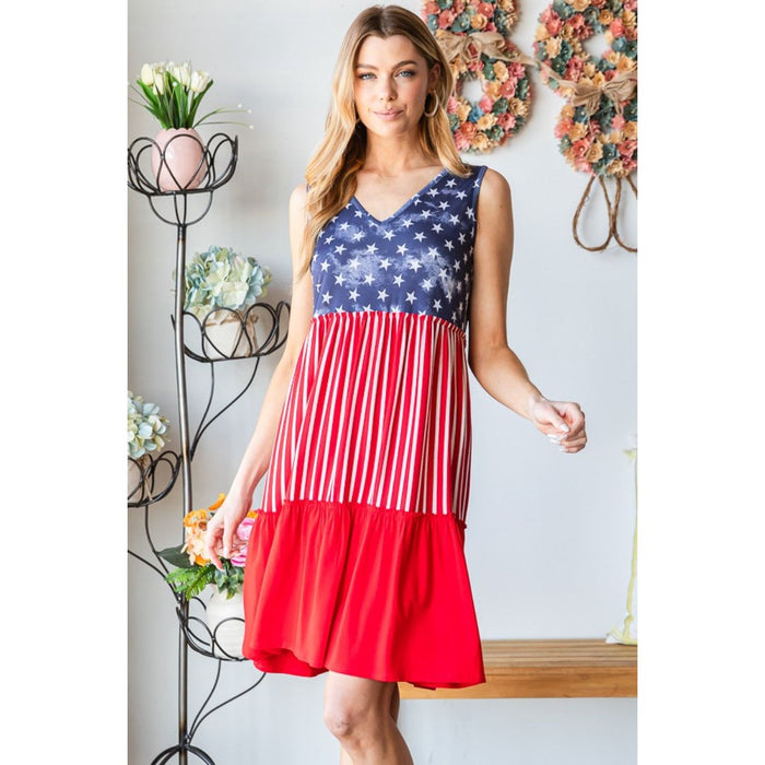 US Flag Theme Contrast Tank Dress