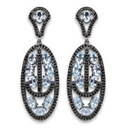 Bids.com 13.80 Carat Genuine Blue Topaz and Black Spinel .925 Sterling Silver Earrings Earrings