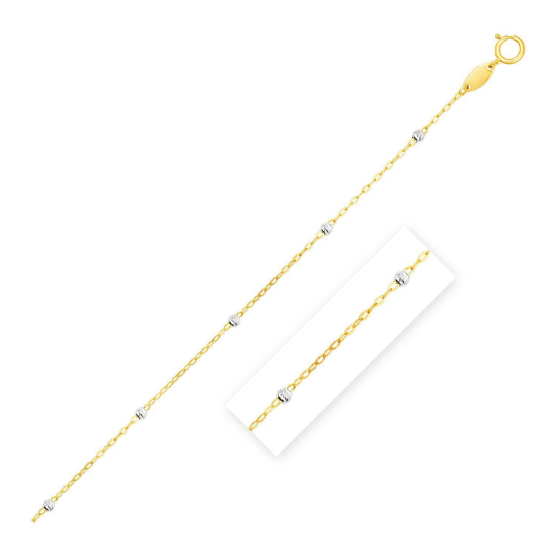 Bids.com Diamond Cut Bead Links Pendant Chain in 14k Two Tone Gold (3.5mm) Necklaces