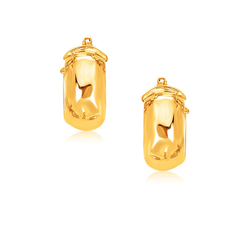 Bids.com 14k Yellow Gold Wide Small Hoop Earrings with Snap Lock Earrings