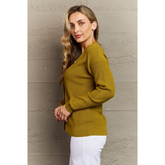 Zenana Kiss Me Tonight Button Down Cardigan in Chartreuse