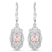 Bids.com 1.04 Carat Genuine Morganite and White Topaz .925 Sterling Silver Earrings Earrings