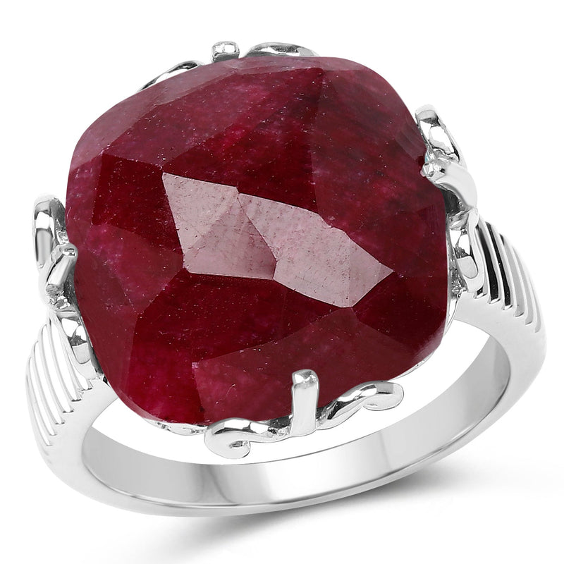 Bids.com 13.65 Carat Dyed Ruby .925 Sterling Silver Ring Rings