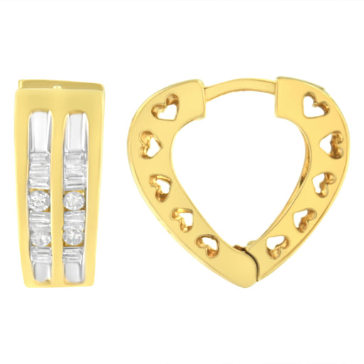 Bids.com 10K Yellow Gold 1/2 cttw Diamond Huggy Heart Hoop Earrings (I-J Clarity, I2-I3 Color) Earrings