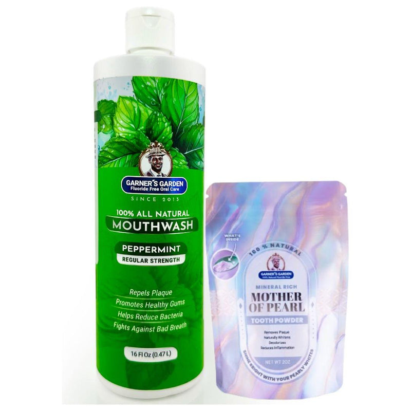 Garner's Garden Natural Mouthwash and Tooth Powder | H2O2 | Antibacterial Fluoride-Free Mouthwash