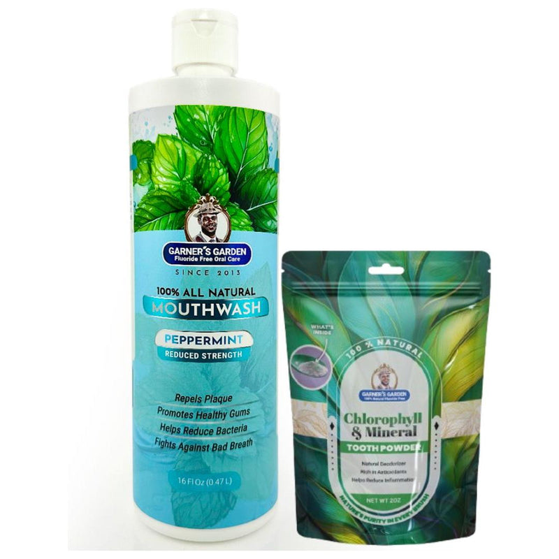 Garner's Garden Natural Mouthwash and Tooth Powder | H2O2 | Antibacterial Fluoride-Free Mouthwash