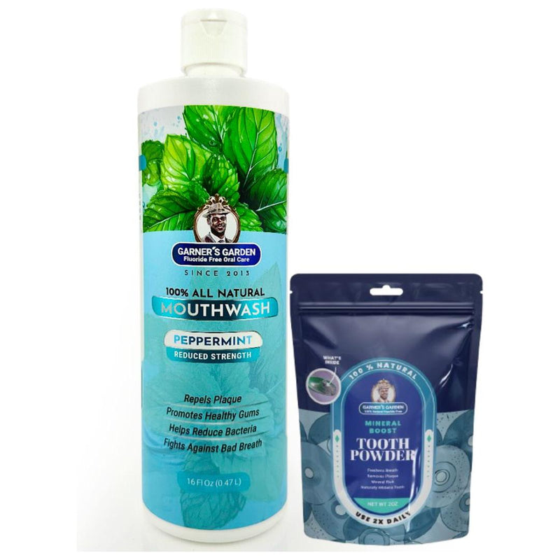 Garner's Garden Natural Mouthwash and Tooth Powder | H2O2 | Antibacterial Fluoride-Free Mouthwash