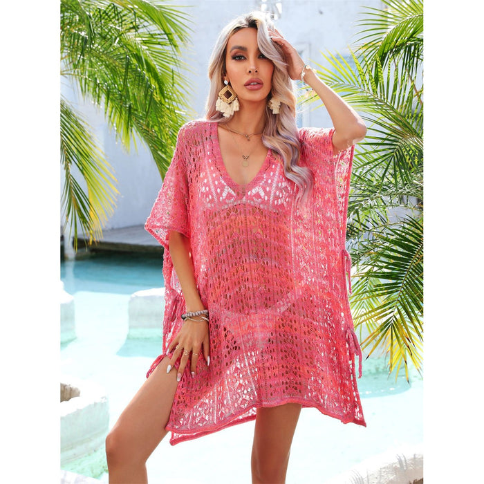 Slit Openwork V-Neck Cover Up