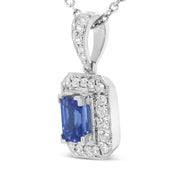 Bids.com 18K White Gold 1/4 Cttw Round Diamond and 6x4mm Purple Tanzanite Halo 18" Pendant Necklace (H-I Color, VS1-VS2 Clarity) Necklaces