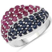 Bids.com 2.18 Carat Genuine Multi Stones .925 Sterling Silver Ring Rings