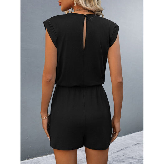 Round Neck Cap Sleeve Romper