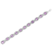 Bids.com .925 Sterling Silver 7x7 mm Cushion Cut Purple Amethyst and 1/10 cttw Round Cut Diamond Square Shape Tennis Bracelet (I-J Color, I1-I2 Clarity) - 7" Bracelets
