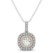 Bids.com 14k White And Rose Gold Cushion Shape Halo Diamond Pendant (1/2 cttw) Necklaces