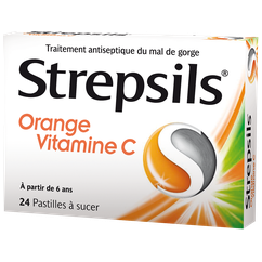 Strepsils Strepsils Orange Vitamine C, 24 pastilles à sucer - 5 Oz Cough & Cold Medicine