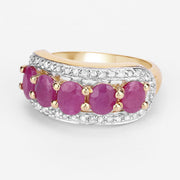 Bids.com 1.74 Carat Genuine Ruby and White Diamond .925 Sterling Silver Ring Rings