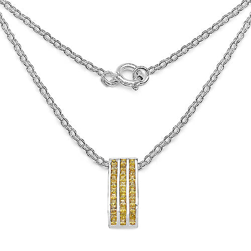 Bids.com 2.16 Carat Genuine Yellow Sapphire .925 Sterling Silver Pendant Pendants