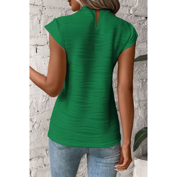 Mock Neck Cap Sleeve Top