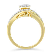Bids.com 10K Yellow Gold Diamond Cluster Ring (1/2 Cttw, I-J Color, I2-I3 Clarity) - Size 6 Rings