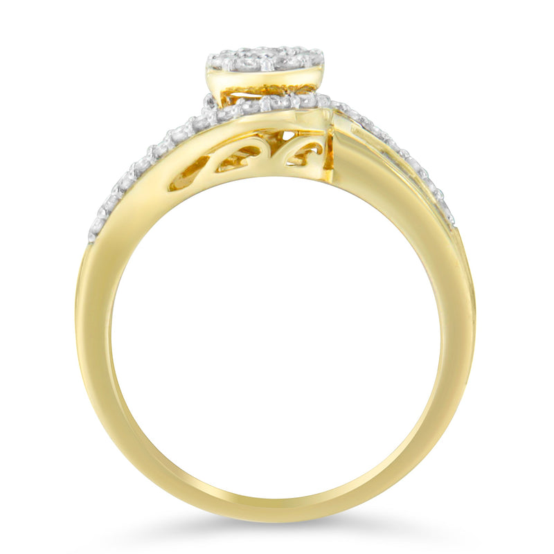 Bids.com 10K Yellow Gold Diamond Cluster Ring (1/2 Cttw, I-J Color, I2-I3 Clarity) - Size 6 Rings