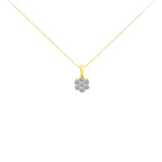 Bids.com 14K Yellow Gold 1.00 Cttw Brilliant Round-Cut Diamond 7 Stone Floral Cluster 18" Pendant Necklace (H-I Color, SI2-I1 Clarity) Necklaces