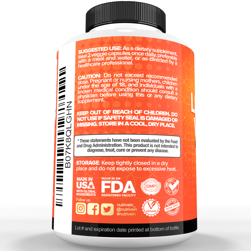 Nutrivein Liposomal Vitamin C - 180 Capsules YH-8TP4-QGO3