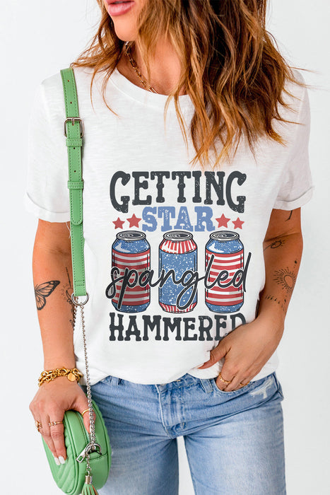 Getting Star Spangled Hammered Graphic Short Sleeve T-Shirt in White