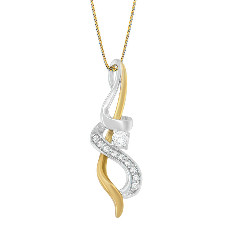 Bids.com Espira 10K Two-tone Gold 1/5 cttw Diamond Intertwined Swirl Pendant Necklace (J-K, I1-I2) Necklaces