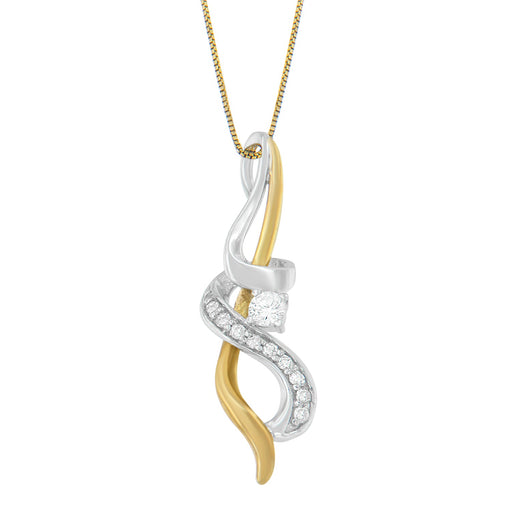 Bids.com Espira 10K Two-tone Gold 1/5 cttw Diamond Intertwined Swirl Pendant Necklace (J-K, I1-I2) Necklaces