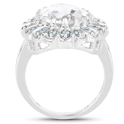 Bids.com 5.90 Carat Genuine Crystal Quartz and Swiss Blue Topaz .925 Sterling Silver Ring Rings
