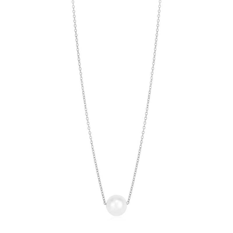 Bids.com 14k White Gold Pearl Solitaire Necklace Necklaces