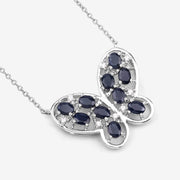 Bids.com 2.16 Carat Genuine Blue Sapphire and White Zircon .925 Sterling Silver Necklace Necklaces