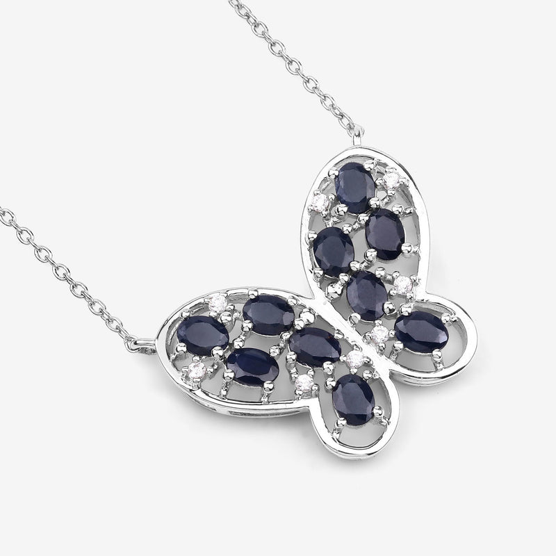 Bids.com 2.16 Carat Genuine Blue Sapphire and White Zircon .925 Sterling Silver Necklace Necklaces