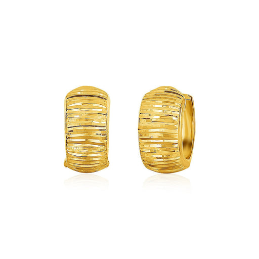 Bids.com 14k Yellow Gold Diamond Cut Hoop Design Earrings Earrings