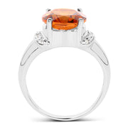 Bids.com 3.94 Carat Genuine Madeira Citrine & White Topaz .925 Sterling Silver Ring Rings