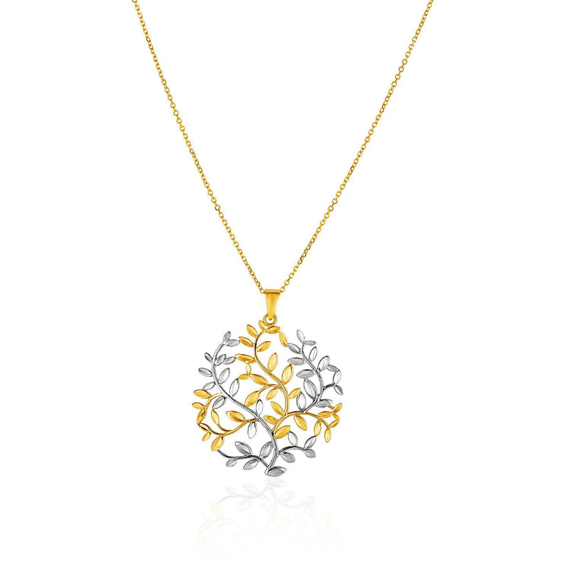 Bids.com 14k Two-Tone Yellow and White Gold Tree of Life Pendant Pendants