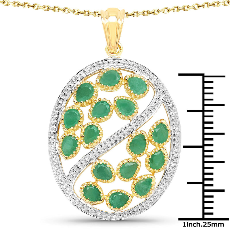 Bids.com 2.24 Carat Genuine Emerald .925 Sterling Silver Pendant Pendants