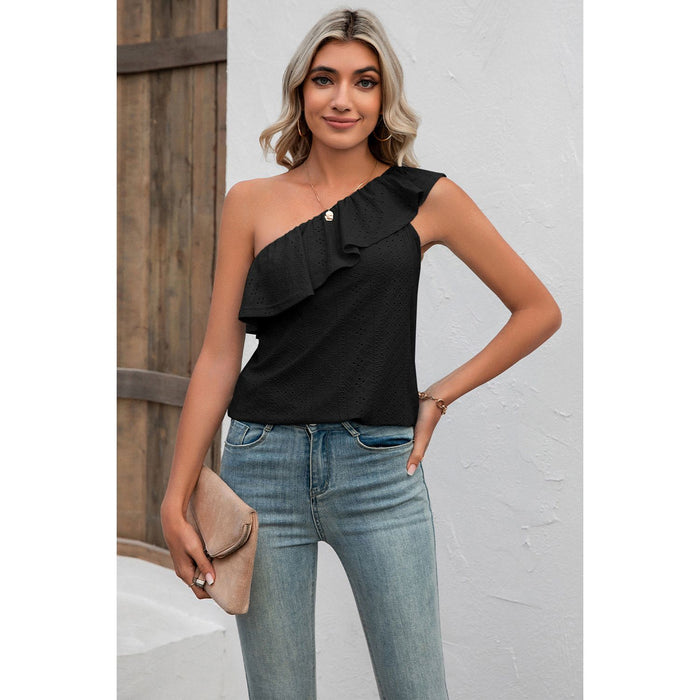 Eyelet One-Shoulder Tank