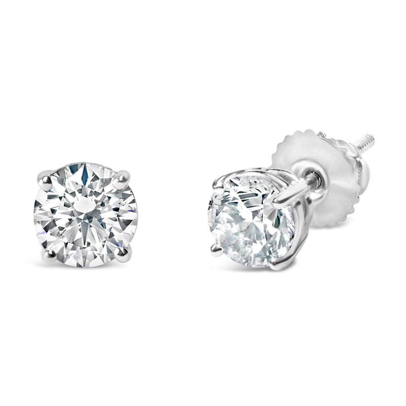 Bids.com IGI Certified 14K White Gold 1 1/2 Cttw Round Diamond Solitaire Stud Earrings with Screwbacks (G-H Color, I1-I2 Clarity) Earrings