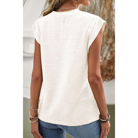 Round Neck Cap Sleeve Blouse