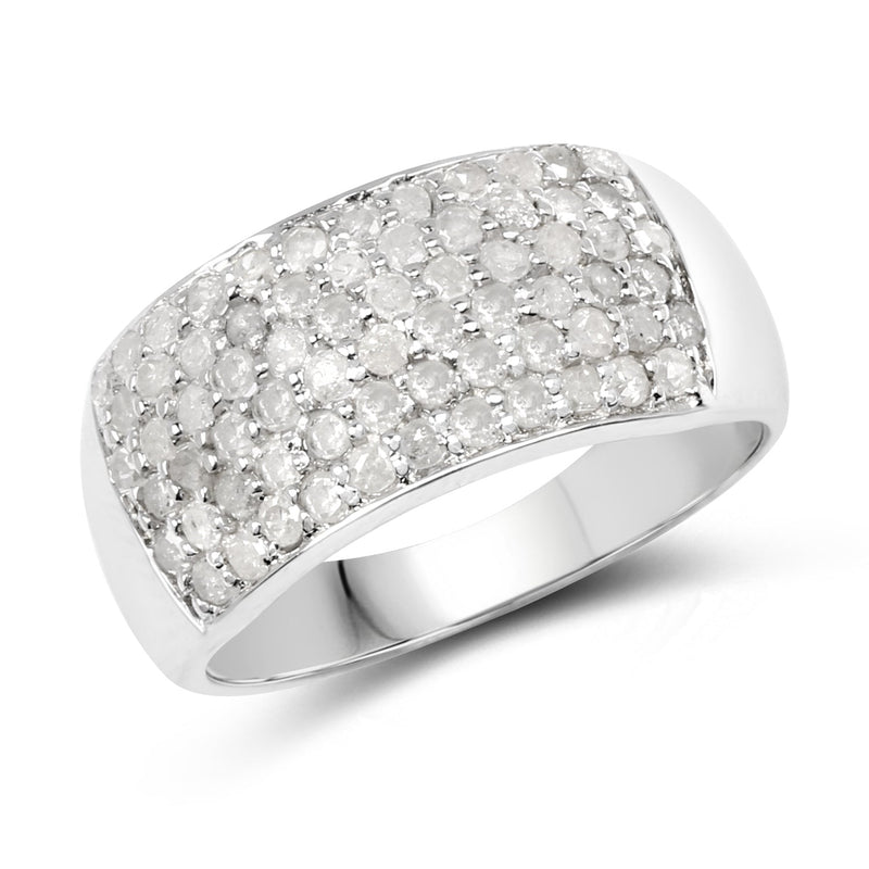 Bids.com 1.21 Carat Genuine White Diamond .925 Sterling Silver Ring Rings