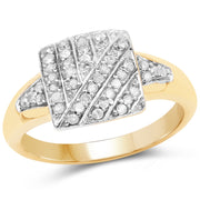 Bids.com 14K Yellow Gold Plated 0.23 Carat Genuine White Diamond .925 Sterling Silver Ring Rings