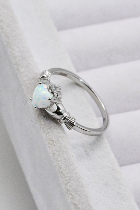 925 Sterling Silver Heart Opal Ring