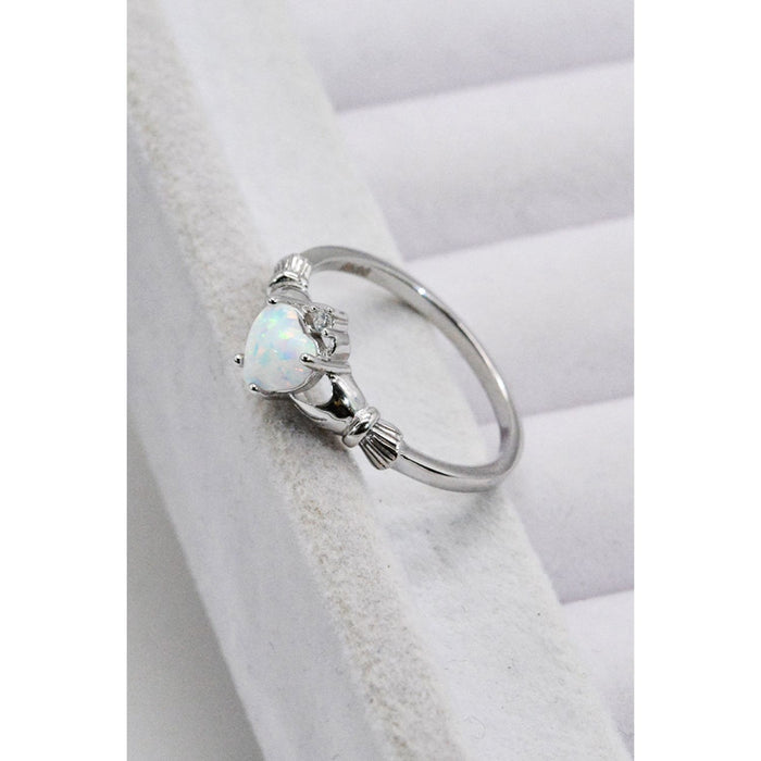 925 Sterling Silver Heart Opal Ring